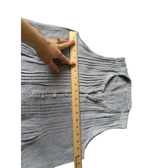 Faherty Aisha Mini Dress size M Linen Sleeveless Blue Striped - Picture 7 of 10